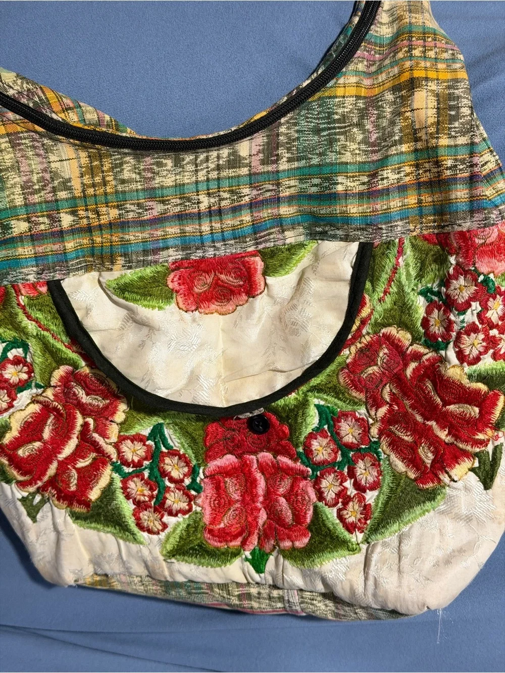Embroidered Floral Crossbody Bag - Multicolor